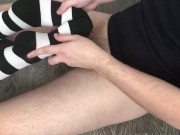 sexy girl footjob & sockjob with knee socks cumshot feet 10/16