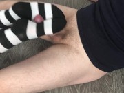 sexy girl footjob & sockjob with knee socks cumshot feet 12/16