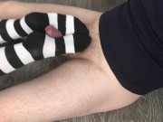 sexy girl footjob & sockjob with knee socks cumshot feet 14/16