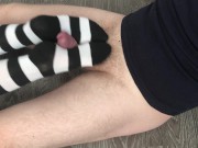 sexy girl footjob & sockjob with knee socks cumshot feet 15/16
