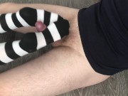 sexy girl footjob & sockjob with knee socks cumshot feet 8/16