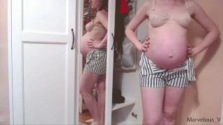 Erotic Pregnant Belly - Hot sexy pregnant mommy trying on her tight clothes on huge pregnant belly  - RedTube
