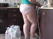 bbw housewife with big belly and big ass in the kitchen in panties 12/16