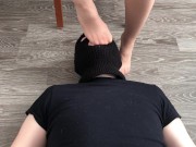 teen girl footjob & nylonjob and worship nylon stockings cum on feet 6/16