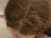 Filthy slut driinks piss while sucking cock, til she can't swallow any more 1/16