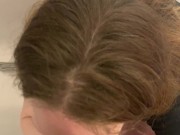 Filthy slut driinks piss while sucking cock, til she can't swallow any more 2/16