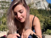 Hiking in Yosemite ends with a public blowjob by cute teen - Eva Elfie 4/16