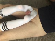 sockjob & footjob with teen knee socks after walk 7/16