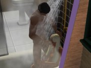 Blowjob in the shower! Made a stepsister | porno game, 3d, sims sex 15/16