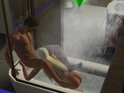 Blowjob in the shower! Made a stepsister | porno game, 3d, sims sex 6/16