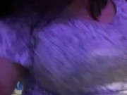 BBW strips from soaked diaper, pees and rubs one out.  1/16