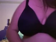 BBW strips from soaked diaper, pees and rubs one out.  2/16