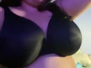 BBW strips from soaked diaper, pees and rubs one out.  3/16