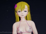 MMD R18 4k Blonde Misaka Aylin with a pink bikini - Dub Zap - 1037 5/16