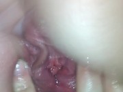 PAWG lesbian makes BBW gf squirt with giant pink dildo and hand 14/16