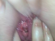 PAWG lesbian makes BBW gf squirt with giant pink dildo and hand 15/16