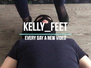 office girl in high black heels and nylon domination & facesitting feet 1/16