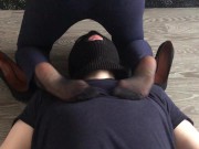 office girl in high black heels and nylon domination & facesitting feet 10/16