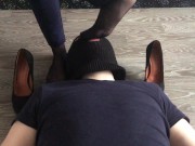 office girl in high black heels and nylon domination & facesitting feet 7/16