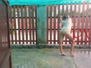 Summer rainy day. Wet underwear. Rain. Umbrella. 12/16