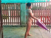 Summer rainy day. Wet underwear. Rain. Umbrella. 15/16