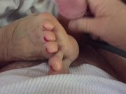 stepaunt Annette wakes up & jacks me off on her feet 12/16