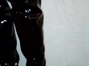 Dominatrix Katrix piss in latex boots on her slave.Best polish copule. 13/16
