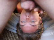 submisive slut sucks balls after deepthroat facefuck 2/16