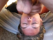 submisive slut sucks balls after deepthroat facefuck 9/16