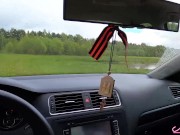 Horny Babe Sucking Dick Stranger in the Taxi - Cum in Mouth 1/16