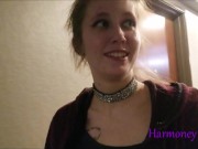 Fucked in a hotel elevator, facial and public cumwalk Harmoney Reign 12/16