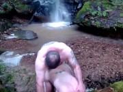 Pegging him outdoors under a waterfall then I get double penetration! 15/16