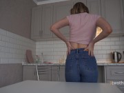 Housewife in tight cropped top fucks joyfully on kitchen table 2/16
