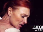 Outgoing Kessie Shy FUCKED OUTDOORS behind German ad board! Berlin Banger