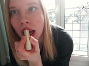 Girl Demonstrate Sexy Body and Masturbate Pussy in front of Window 2/16