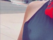 Out For Coffee and Shopping With a See Through Top 12/16