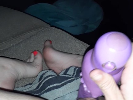 Filming solo, using vibrator and my feet to get off