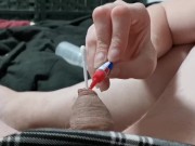 Mistress super glues cotton swab inside Sissy slaves dick/clit 11/16