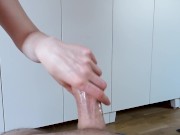 Sensual massage expert handjob by milf on big fat hard cock, ruined orgasm 2/16