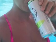 Trying not to get caught in the pool fingering myself 