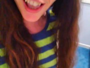 Older PinkMoonLust Hairy Pussy Tomboy Dress Cute Shorts Sits Pee Bathroom Uses Toilet Paper Fetish 5/16