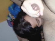 Fucking neighbor right in the parents bedroom, anal and vaginal fun swallow cum. Cum in mouth 15/16