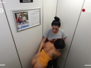 two hot girls stuck in the elevator having public sex 14/16