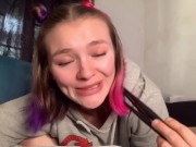 Sexy white girl masturbates with paint brushes! Object insertion! 2/16