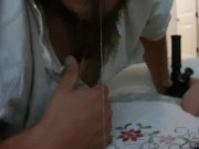 He licks my hairy teen bush before his wife gets home.... he is the slut