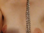 Daddy Bought Tiny Titties Camgirl Nipple Clamp Collar Purple Lingerie 5/16