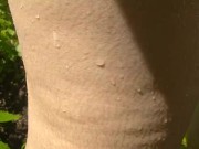 Very Hairy Hirsute Camgirl Shows Hairy Girl Legs Outside in Garden Splashes Muddy Wet Dirty Puddle 1/16