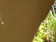 Very Hairy Hirsute Camgirl Shows Hairy Girl Legs Outside in Garden Splashes Muddy Wet Dirty Puddle 3/16