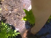 Very Hairy Hirsute Camgirl Shows Hairy Girl Legs Outside in Garden Splashes Muddy Wet Dirty Puddle 5/16