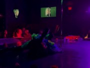 Tall Tantalizing Tattooed Temptress Rainbow Sugar Scull Full Stage Strip Show 3/16